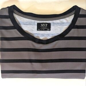 MVP Collections Casual Shirt, black&gray ombre stripes, men's 4XL